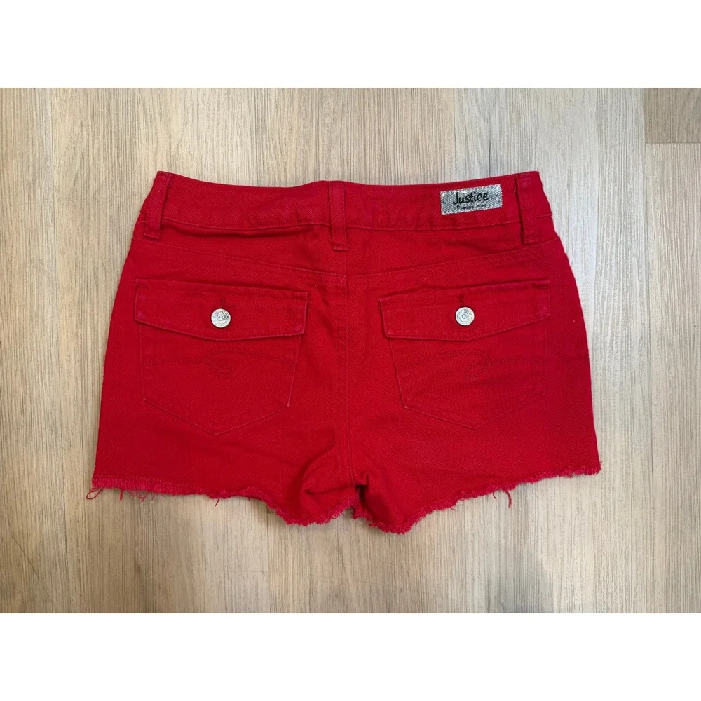 2x Justice Premium Cutoff Jean‎ Shorts Red and Blue size 14R